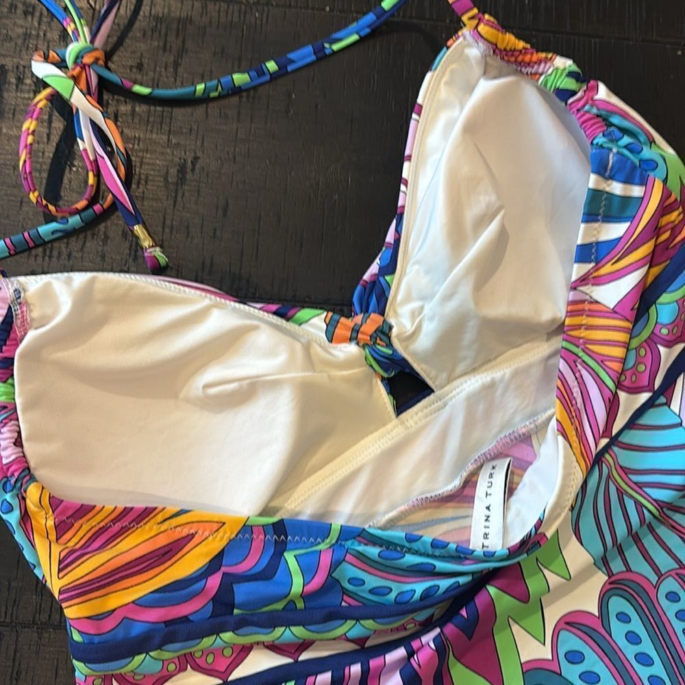 Trina Turk Paradise Plume Tankini Colorful Halter Top Size 6 - Picture 6 of 10